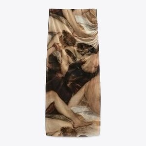 ZARA. PRINTED TULLE SKIRT.